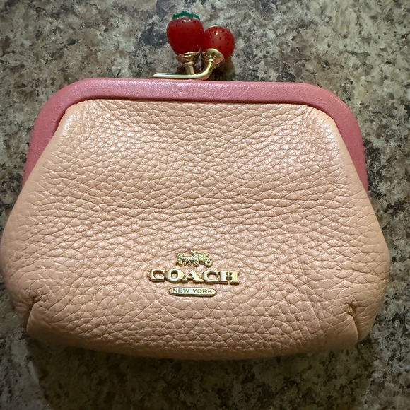 Coach Handbags - Coach Pink and Tan Wristlet Coin pouch